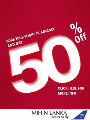 Mihin Lanka Book your flight in advance and get 50% off