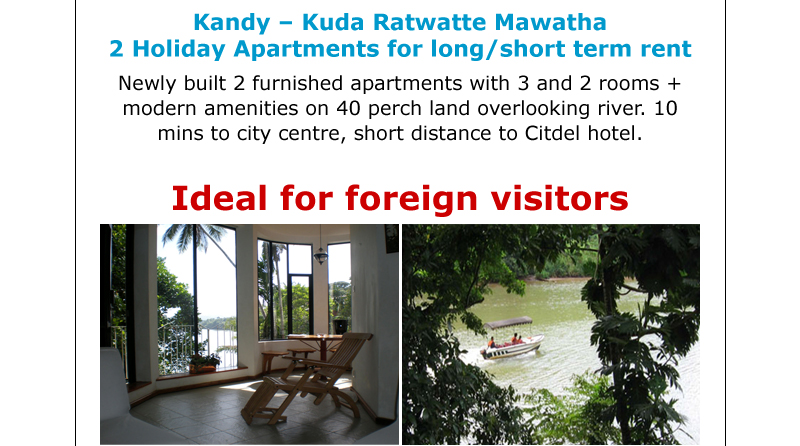 Newly built 2 furnished apartments with 3 and 2 rooms + modern amenities on 40 perch land overlooking river. 10 mins to city centre, short distance to Citdel hotel. Ideal for foreign visitors.