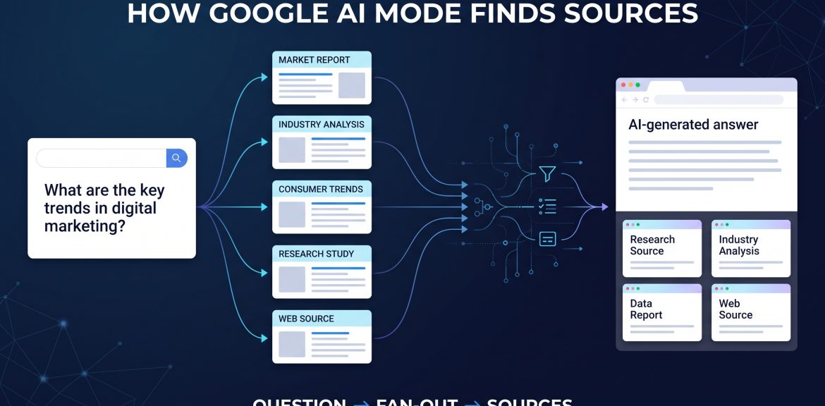 How Google AI Mode finds sources using query fan-out, retrieval, selection and synthesis