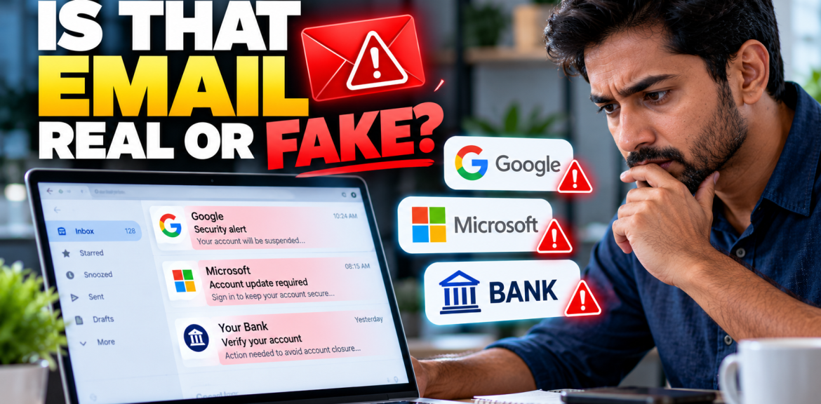 Is that Google, Microsoft or bank email real? Learn a 60-second verification method, warning signs and what to do if you've already clicked