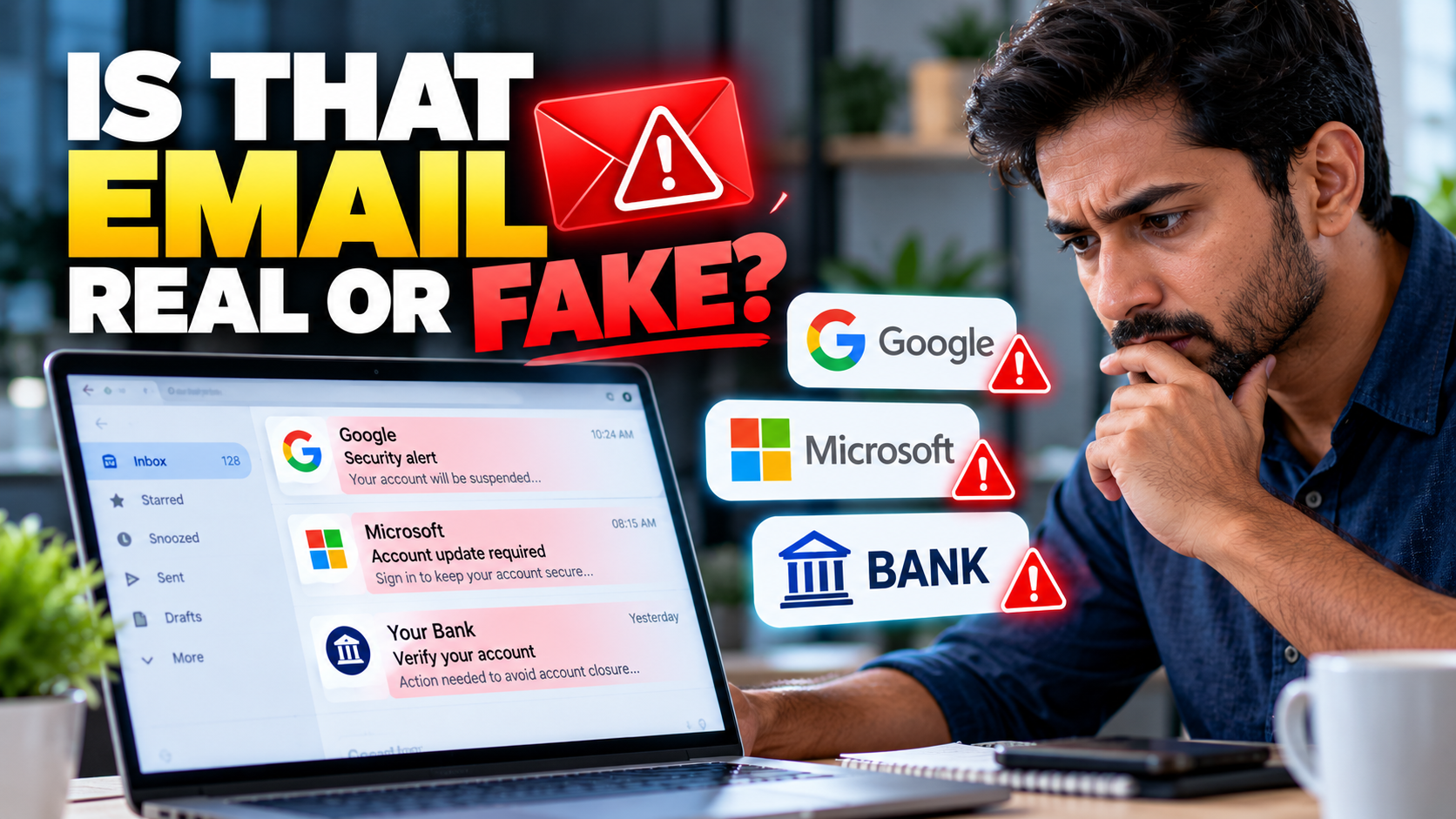 Is that Google, Microsoft or bank email real? Learn a 60-second verification method, warning signs and what to do if you've already clicked