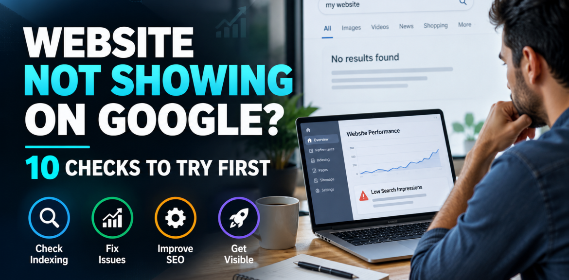 Website owner checking Google Search Console to diagnose why a WordPress website is not appearing in Google search results.